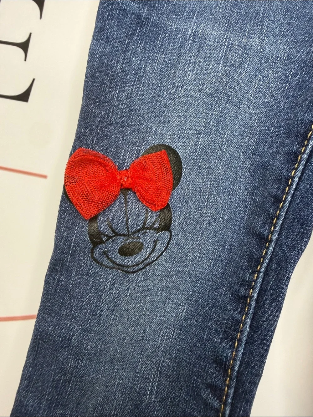 GAP Girls Dark Blue Denim Jeans with Red Minnie Bows